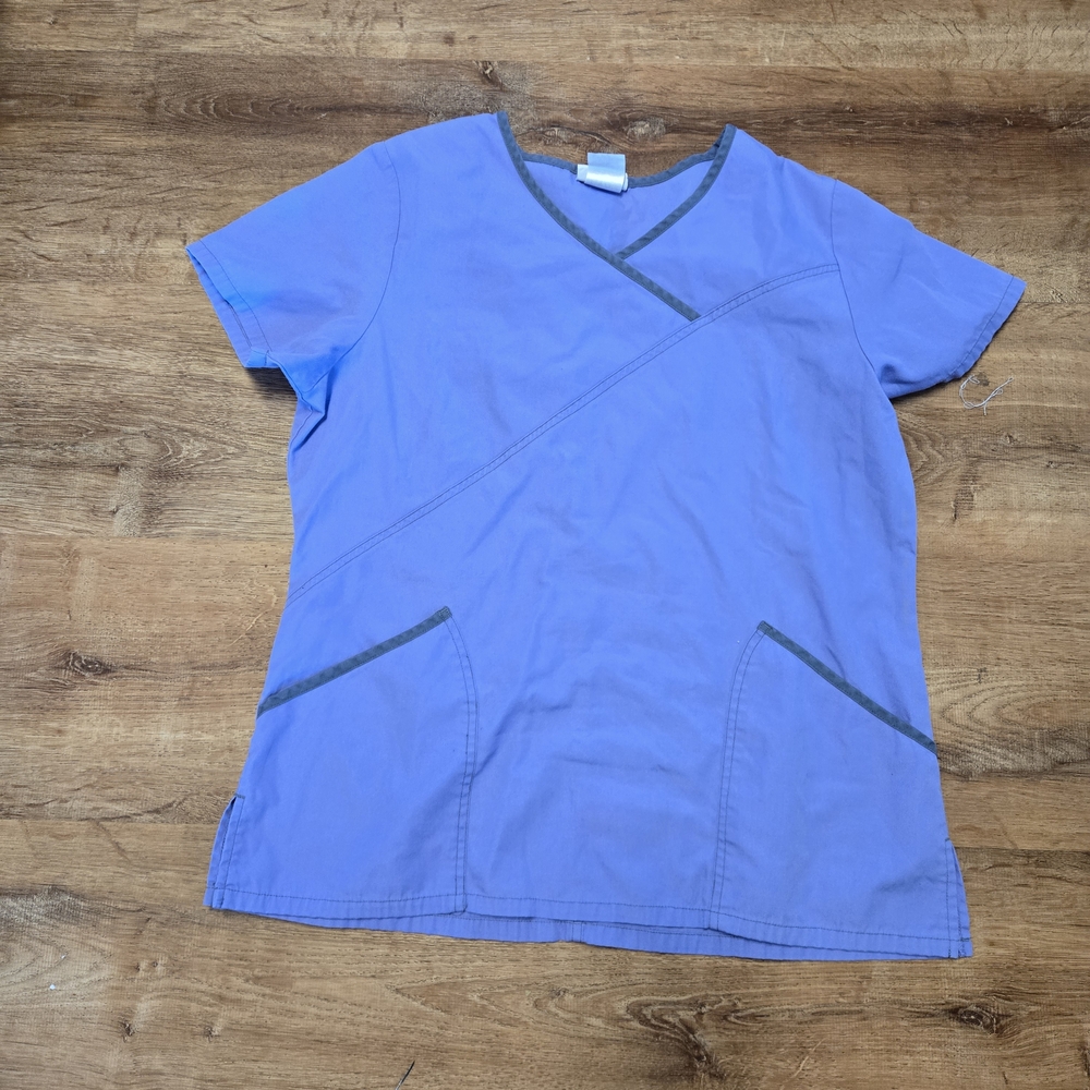 Scrubstar Women's Purple And Gray V-Neck Scrub Top Medium